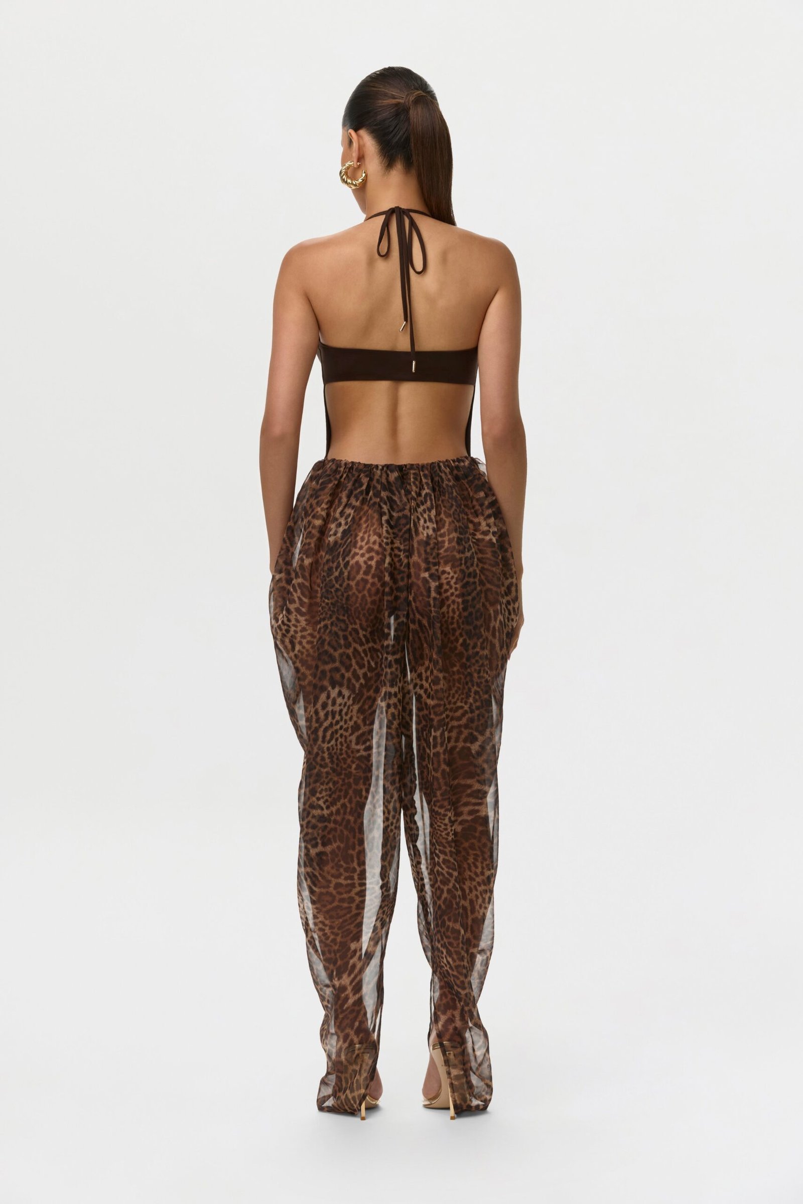 Chiffon Print Shirred Pants - Image 3