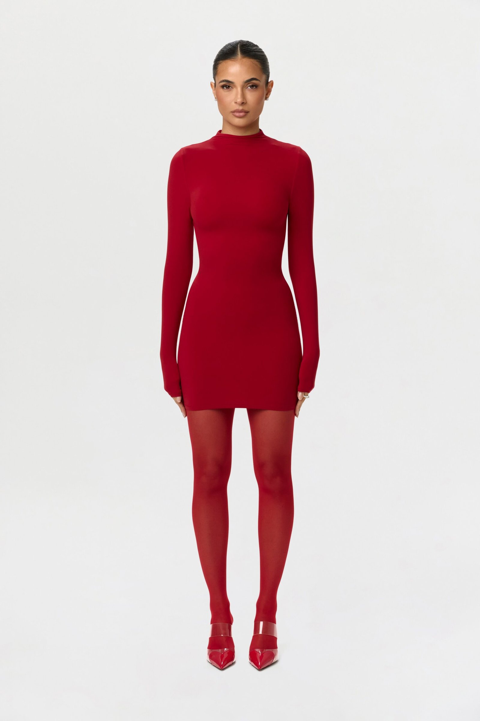 Naked Mock Neck Mini Dress - Image 2