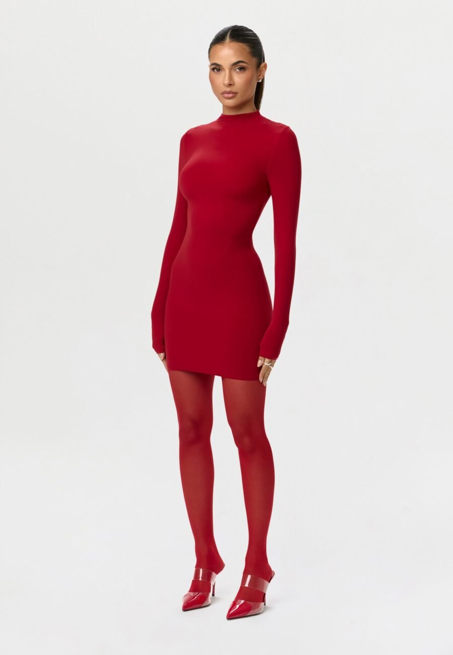 Naked Mock Neck Mini Dress