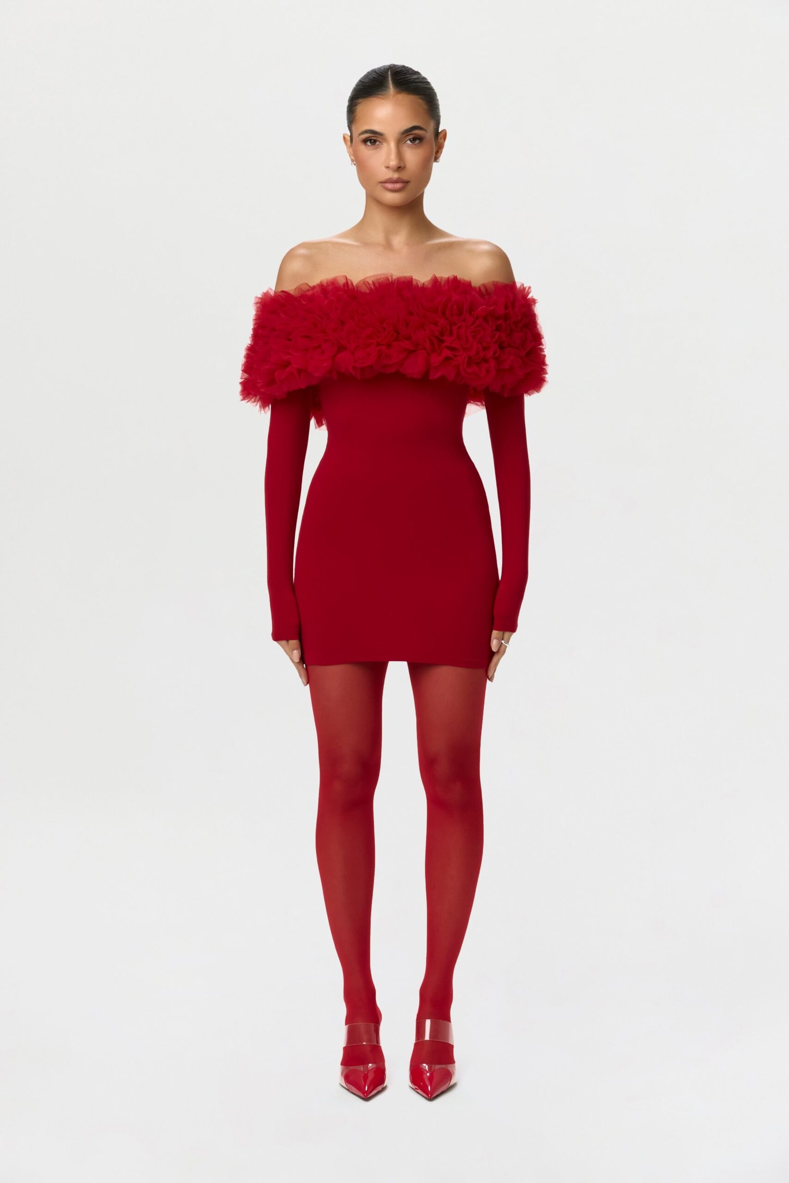 Naked Off-Shoulder Roses Mini Dress - Image 2