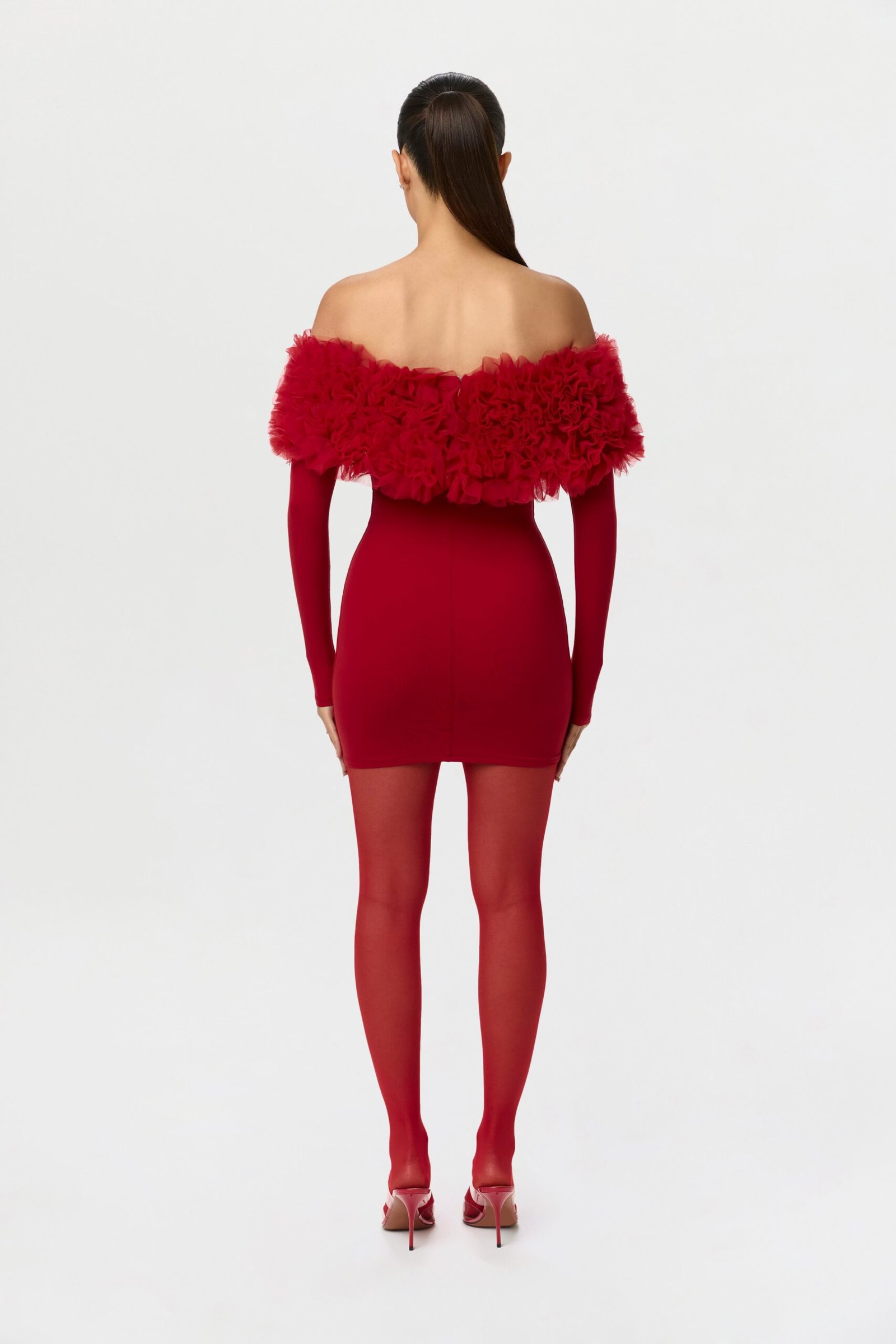 Naked Off-Shoulder Roses Mini Dress - Image 4