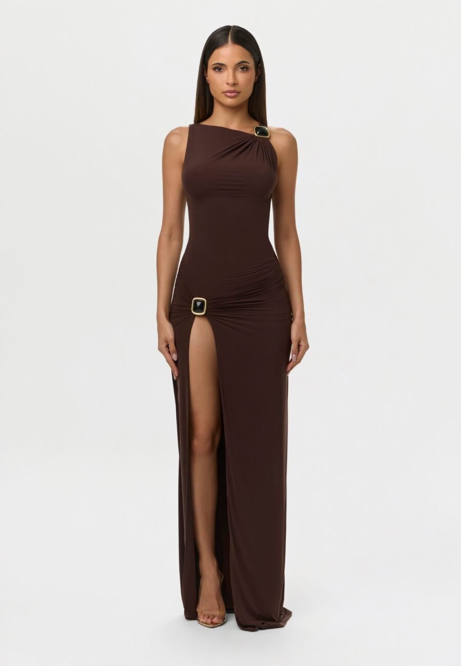 Naked Sleeveless Jewel Maxi Dress