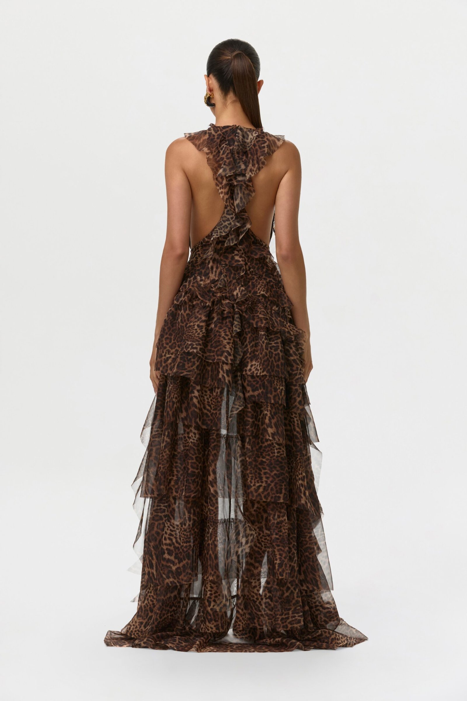 Chiffon Print Asymmetric Ruffle Dress - Image 4