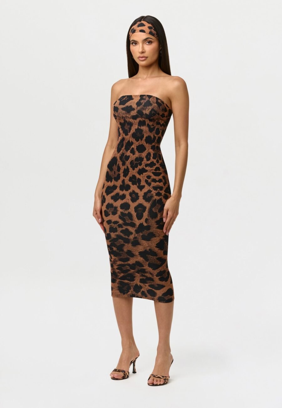 Naked Print Tube Midi Dress