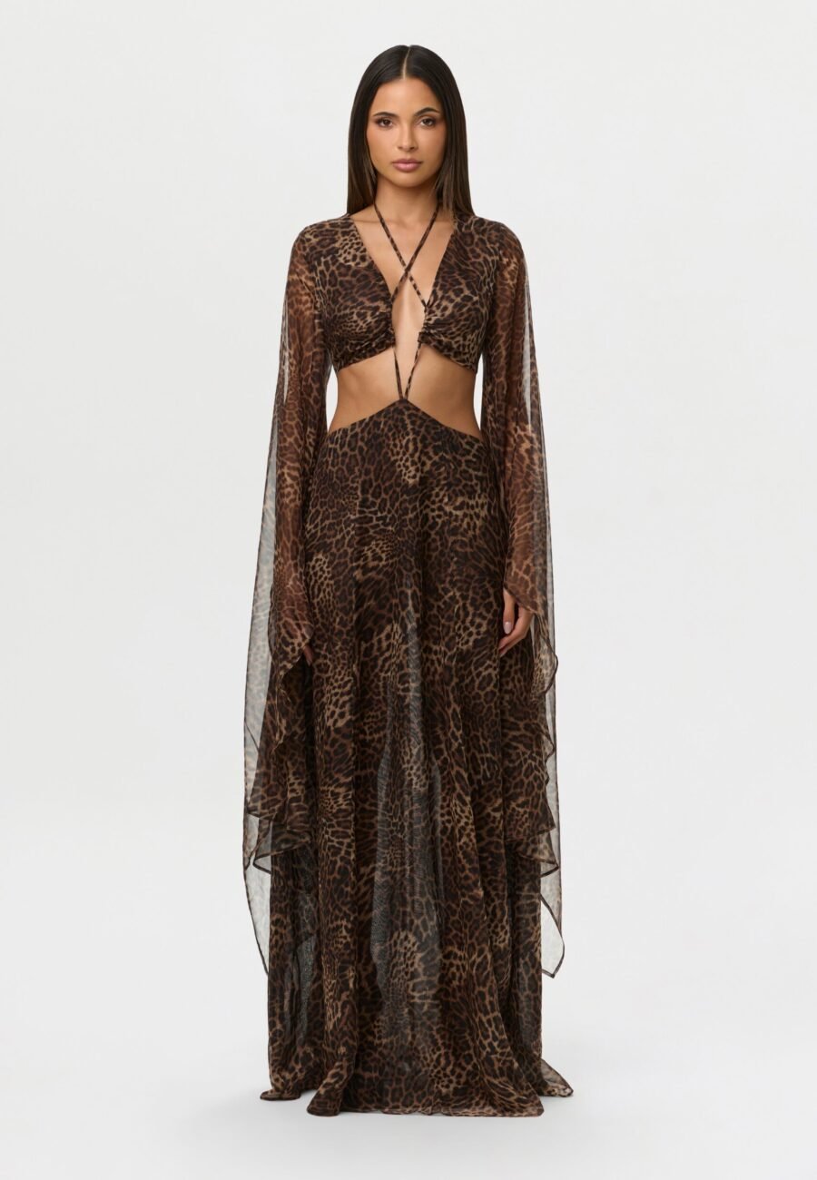 Chiffon Print Cutout Maxi
