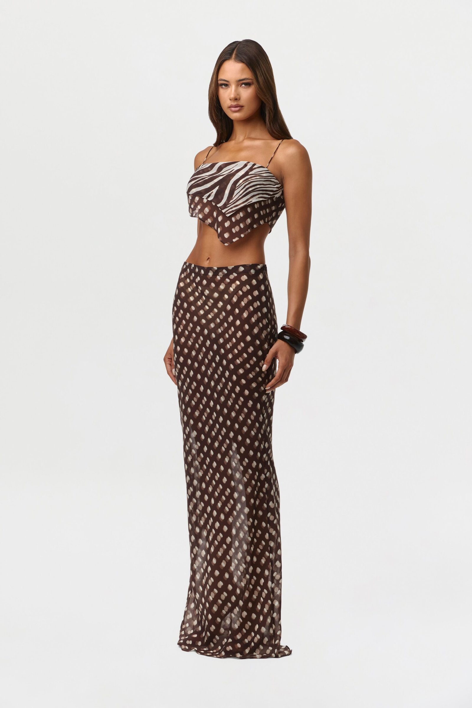 Chiffon Print Asymmetric Crop Top - Image 5