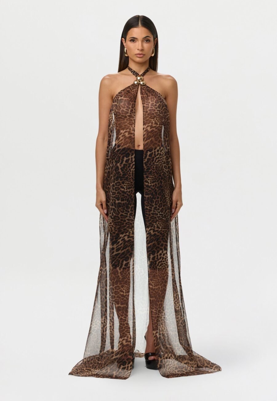Chiffon Print Maxi Halter Top