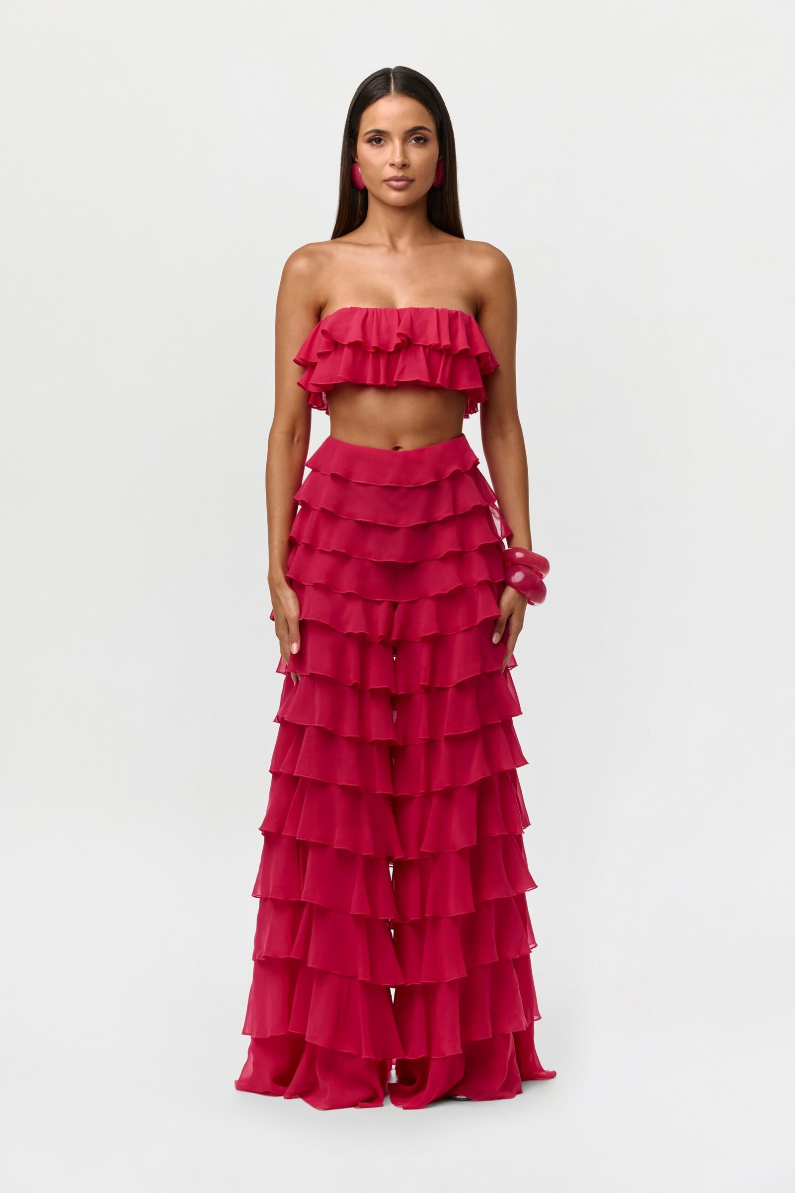 Chiffon Ruffle Bandeau Top - Image 2