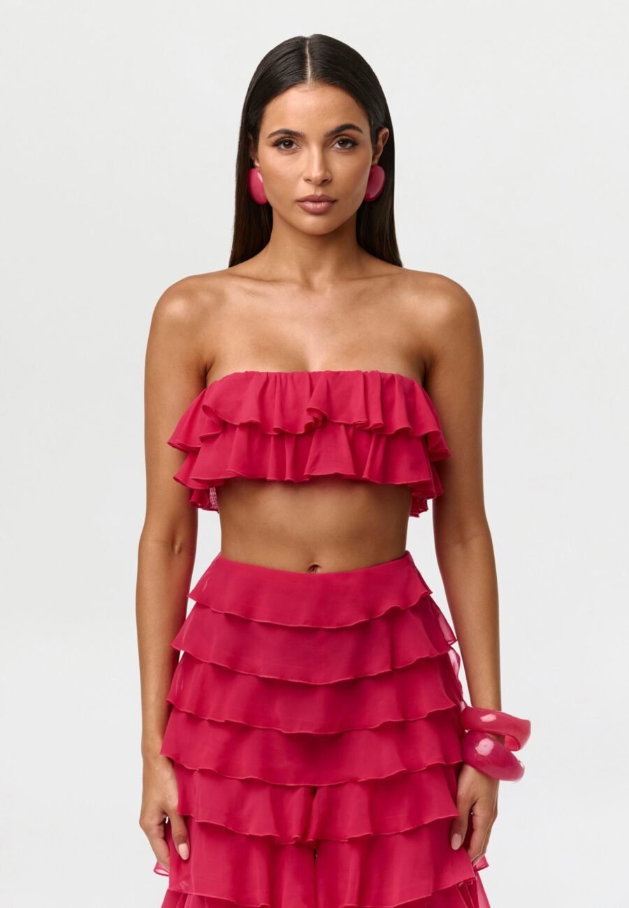 Chiffon Ruffle Bandeau Top