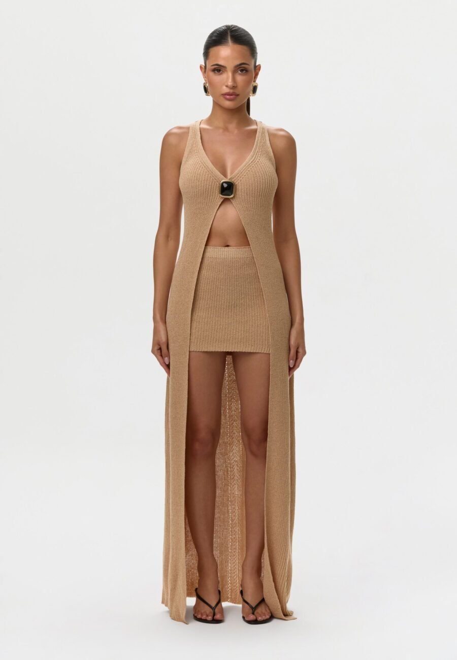 Knit V-Neck Maxi Top